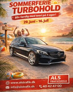 ☀️🚗 Sommerferie + kørekort = en ret god kombi 🚗☀️

Mens andre ligger på stranden og smelter i solen… kan du bruge 3 uger på at blive færdig med teorien og være klar til teoriprøven 😎

Hos Als Trafikskole starter vores sommerferie-turbohold:

📅 Start: 29. juni
🏁 Slut: 16. juli

Du skal bare kunne være lidt fleksibel i perioden.

💰 Pris: 18.500 kr.
Lovpakken indeholder alt du skal bruge for at gå til prøve (undtagen prøvegebyr og lægeerklæring).

🚨 Begrænsede pladser – først til mølle.

📞 Kontakt os via telefon eller mail hvis du vil med. Se billedet for kontaktoplysninger. 

#kørekort #sommerferie #turbohold #sønderborg #alstrafikskole 🚗
