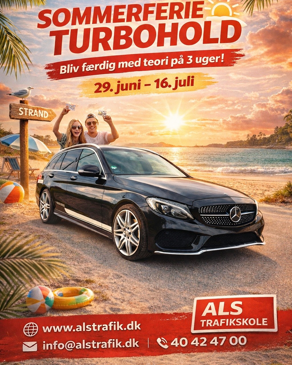 ☀️🚗 Sommerferie + kørekort = en ret god kombi 🚗☀️

Mens andre ligger på stranden og smelter i solen… kan du bruge 3 uger på at blive færdig med teorien og være klar til teoriprøven 😎

Hos Als Trafikskole starter vores sommerferie-turbohold:

📅 Start: 29. juni
🏁 Slut: 16. juli

Du skal bare kunne være lidt fleksibel i perioden.

💰 Pris: 18.500 kr.
Lovpakken indeholder alt du skal bruge for at gå til prøve (undtagen prøvegebyr og lægeerklæring).

🚨 Begrænsede pladser – først til mølle.

📞 Kontakt os via telefon eller mail hvis du vil med. Se billedet for kontaktoplysninger. 

#kørekort #sommerferie #turbohold #sønderborg #alstrafikskole 🚗